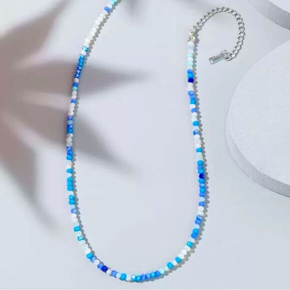 SALE Handmade Genuine Rare Blue Larimar Faceted Crystal Stone Necklace - Picture 2 of 5